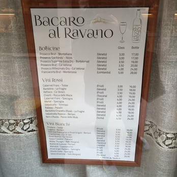 Bacaro al Ravano - Part of their wine list - Sandwiches Near Me - Venezia, VE Bacaro al Ravano - Part of their wine list - Sandwiches Near Me - Venezia, VE