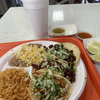 Viva El Taco Express - Taco trio combo Al pastor asada and chicken . All proteins spot on with beans and rice and fountain all you can drink . - Mexican Near Me - Las Vegas, Nevada Viva El Taco Express - Taco trio combo Al pastor asada and chicken . All proteins spot on with beans and rice and fountain all you can drink . - Mexican Near Me - Las Vegas, Nevada
