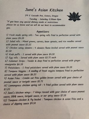 Menu photo 7 June’s Asian Kitchen Sisters, OR
