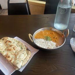 Garlic naan and butter chicken