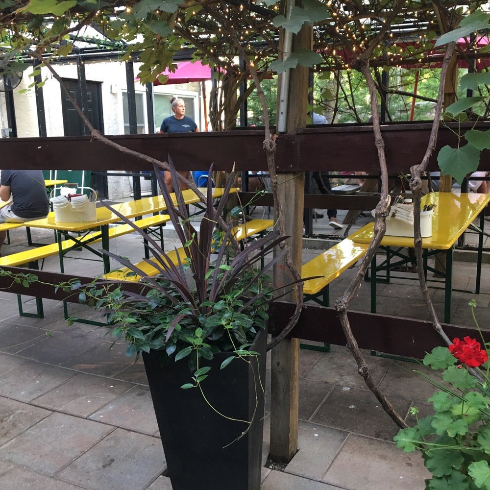 Sherwood's - a patio with yellow tables and yellow chairs - Pubs Near Me - Larchmont, New York Sherwood's - a patio with yellow tables and yellow chairs - Pubs Near Me - Larchmont, New York
