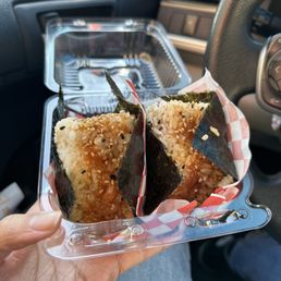 Two spicy salmon Onigiri . 10/10 Two spicy salmon Onigiri . 10/10