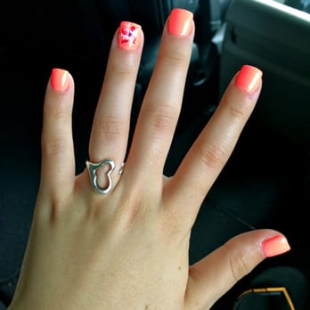 Marvelous Nails & Spa - Neon orange summer nails with flower design - Nail Salons Near Me - Belmont, California Marvelous Nails & Spa - Neon orange summer nails with flower design - Nail Salons Near Me - Belmont, California