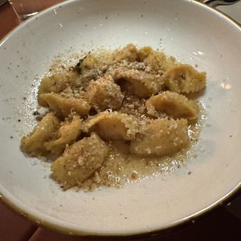 Marlena - Honeynut squash agnolotti with browned butter, sage, amaretti cookies, and Parmigiano-Reggiano - Coffee & Tea Near Me - Long Beach, California