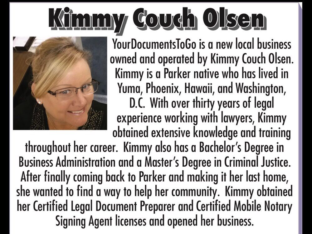 YOUR DOCUMENTS TO GO Request a Quote Parker, Arizona Notaries