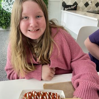 Devil & Angel Desserts - It's my daughter and her Korean corn dog - Ice Cream & Frozen Yogurt Near Me - Folsom, California