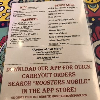 Roosters - Menu - Tacos Near Me - Mobile, Alabama Roosters - Menu - Tacos Near Me - Mobile, Alabama