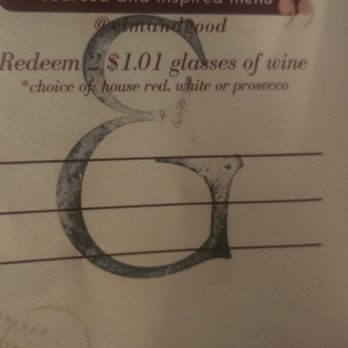 Elm & Good - $1.01 for 2 glasses of wine, what a deal!! - New American Near Me - Dallas, Texas Elm & Good - $1.01 for 2 glasses of wine, what a deal!! - New American Near Me - Dallas, Texas
