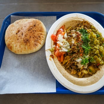 Falafel Stop - Chicken Shawarma on Hummus Plate - Falafel Near Me - Sunnyvale, California