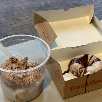 Duck Donuts - Thrifty's Chocolate Malted Crunch Ice cream & Peanut Butter Paradise donut - Donuts Near Me - Rancho Cucamonga, California Duck Donuts - Thrifty's Chocolate Malted Crunch Ice cream & Peanut Butter Paradise donut - Donuts Near Me - Rancho Cucamonga, California
