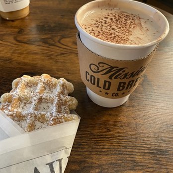 Mission Cold Brew - Hot mocha latte with a waffle - Coffee & Tea Near Me - Fall River, Massachusetts