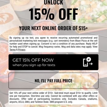 Blaze Pizza - Seen this after I  had left Blaze pizza doesn't give any discounts       WHAT. A SCAM  ! - Salad Near Me - Azusa, California