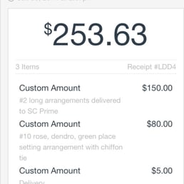 Customized orders, detailed receipt via text. No carnations. I like this place!