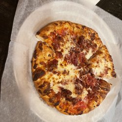 Palio's Pizza Cafe - Kid Pizza with bacon and cheese.
