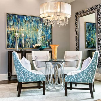 Decorating Den Interiors - Dining Room to die for with art, lighting, table, chairs, mirror, etc! - Interior Design Near Me Decorating Den Interiors - Dining Room to die for with art, lighting, table, chairs, mirror, etc! - Interior Design Near Me