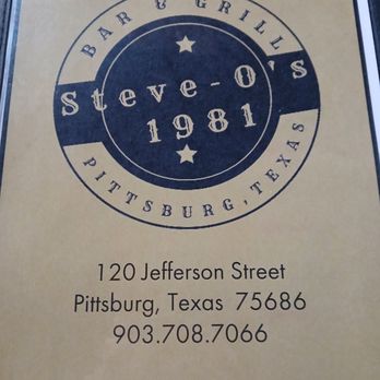 Steve-O’s 1981 Bar & Grill - Menu - American Near Me - Pittsburg, Texas