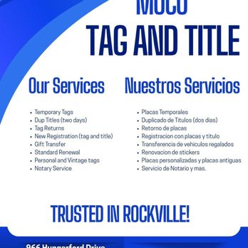 MoCo Auto Tag and Title - Registration Services Near Me - Rockville, Maryland MoCo Auto Tag and Title - Registration Services Near Me - Rockville, Maryland