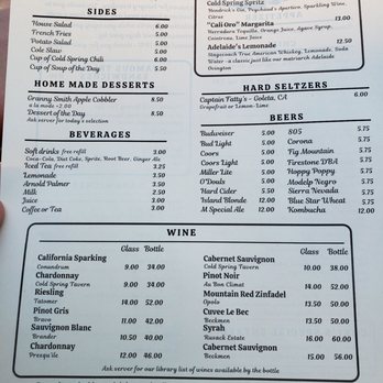 Cold Spring Tavern - Drinks menu - American Near Me - Santa Barbara, California