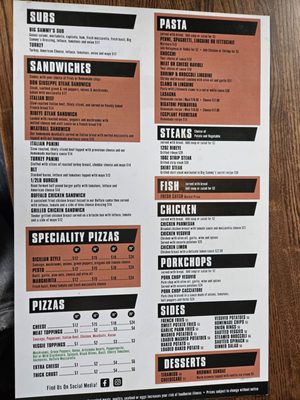 Menu photo 3 Big Sammys Restaurant And Bar Plainfield, IL