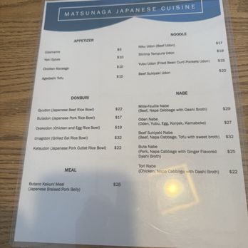 Matsunaga - Current Menu: April 2025 - Japanese Near Me - Mountlake Terrace, Washington Matsunaga - Current Menu: April 2025 - Japanese Near Me - Mountlake Terrace, Washington