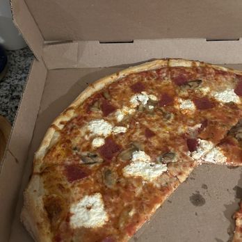 Milano's Pizza - Cheese pizza with salami, ricotta, mushroom. - Pizza Near Me - Morgantown, West Virginia