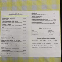 Ellens Cafe on 3rd - Back of menu
