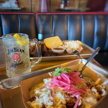 Stiles Switch BBQ & Brew - Brisket frito pie and whisky highball. - Barbeque Near Me - Cedar Park, Texas