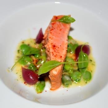 Craft - King Salmon Fava Beans, Pancetta Piment D'espelette and Spicy butter - New American Near Me - New York, New York