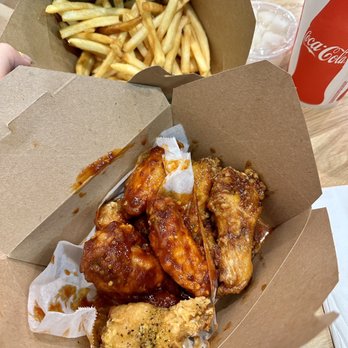 Running Chicks - Monterey Park - Medium combo (10 Drumsticks) - soy garlic, sweet spicy, lemon pepper + fries, pickled radish & a drink - Chicken Wings Near Me - Monterey Park, California Running Chicks - Monterey Park - Medium combo (10 Drumsticks) - soy garlic, sweet spicy, lemon pepper + fries, pickled radish & a drink - Chicken Wings Near Me - Monterey Park, California