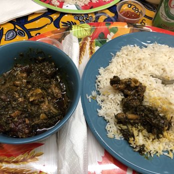 Kamara's African Restaurant - Potato leaves soup with a 'single portion' of rice!! - African Near Me - Rochester, New York