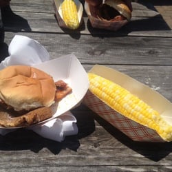 Green Valley Farms Market & Creamery - Brisket Sandwich and corn from their Grand Opening BBQ 7/11/15.