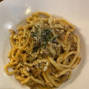 Via Italian Table - Bucatini Bolognese - Italian Near Me - Worcester, Massachusetts Via Italian Table - Bucatini Bolognese - Italian Near Me - Worcester, Massachusetts