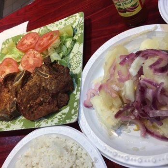 BorinQuenya Restaurant - a plate of meat and vegetables - American Near Me - Brooklyn, New York BorinQuenya Restaurant - a plate of meat and vegetables - American Near Me - Brooklyn, New York