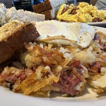 The Cookie Jar - Side view of Corned Beef Hash, to show how high it is piled! - Breakfast & Brunch Near Me - Fairbanks, Alaska