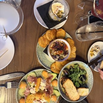 Bloom Room Social - Corn, mussels, melon salad, hummus - Breakfast & Brunch Near Me - Suwanee, Georgia