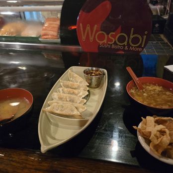 Wasabi - Gyoza and Hot and Sour Soup at Wasabi - Sushi Bars Near Me - San Antonio, Texas