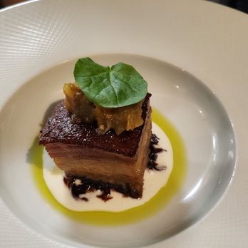 Allora - Pork belly with persimmon mostarda, balsamic radicchio, goat cheese crema - Wine Bars Near Me - Sacramento, California