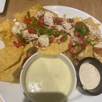 Central Station Grill - White BBQ Chicken Nachos! Without beans and white BBQ sauce on the side! - Seafood Near Me - Starkville, Mississippi