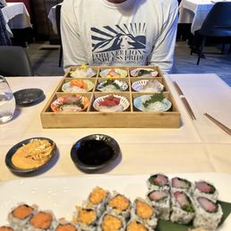 Chirashi dinner & spicy rolls. Chirashi dinner & spicy rolls.