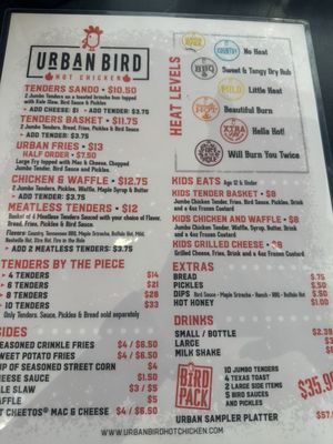 Menu photo 2 Urban Bird Hot Chicken Webster, TX Menu photo 2 Urban Bird Hot Chicken Webster, TX
