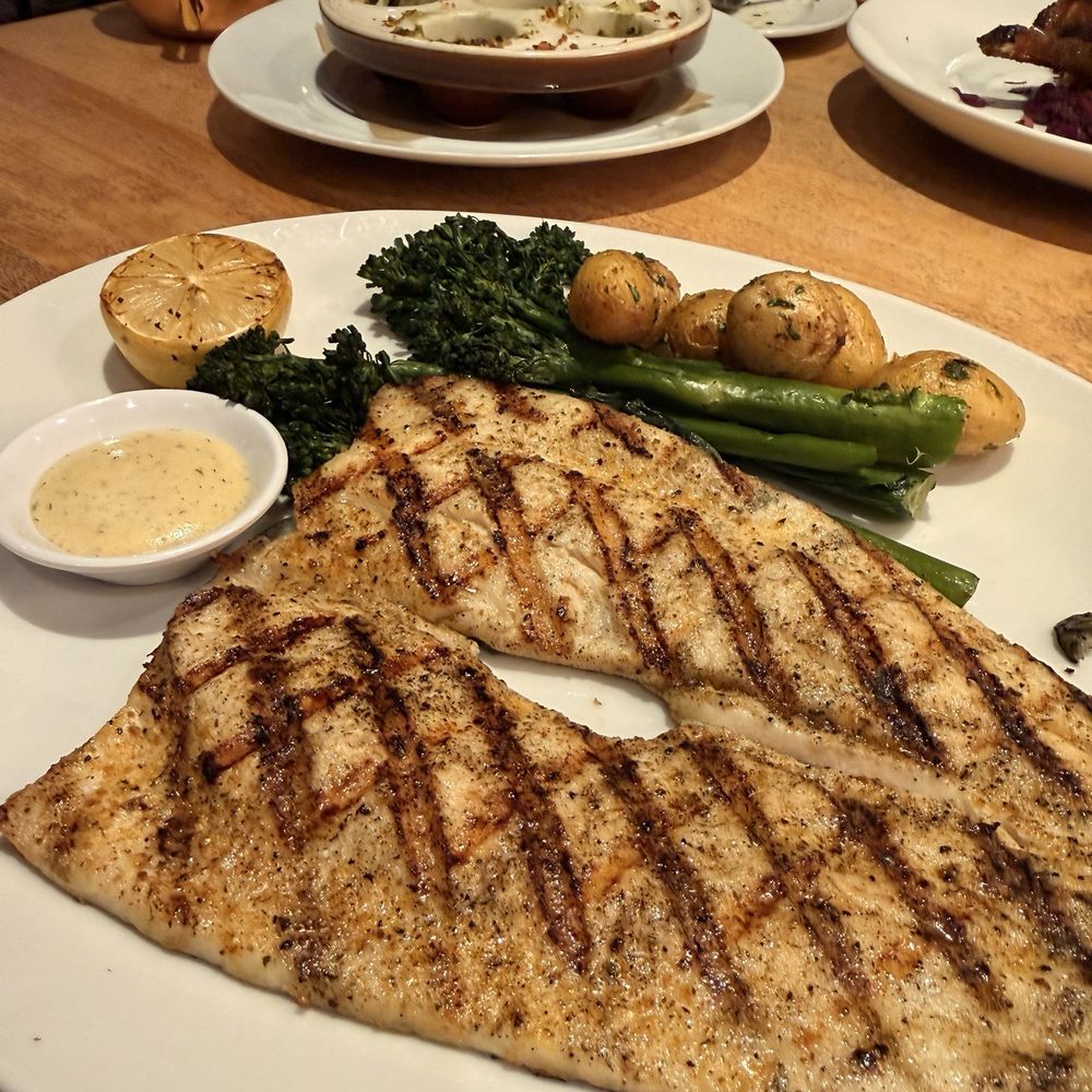 Seasons 52 - Rainbow trout with broccolini and baby potatoes - New American Near Me - Mclean, Virginia Seasons 52 - Rainbow trout with broccolini and baby potatoes - New American Near Me - Mclean, Virginia
