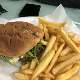 Fries and manhattan burger