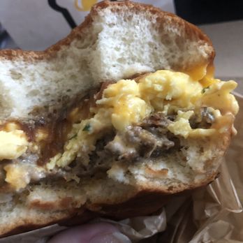 Eggbred - Halfway through the Scramble Me Softly with Sausage. SO GOOD. - Breakfast & Brunch Near Me - La Habra, California