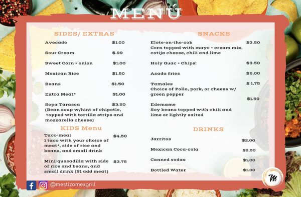 Menu photo 1 Mestizo Fresh Mexican Grill Damascus, OR