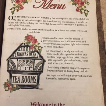 Thomas Oken - Their intro for the menu - Tea Rooms Near Me - Warwick, WAR Thomas Oken - Their intro for the menu - Tea Rooms Near Me - Warwick, WAR