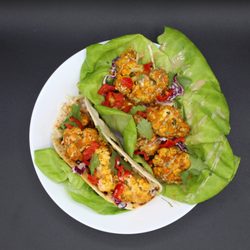 Fork & Spoon - Vegan Roasted Cauliflower with Asian Slaw Cilantro and Scotch Bonnet Peppers