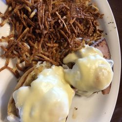 Village Inn - Eggs Benedict crispy hash browns