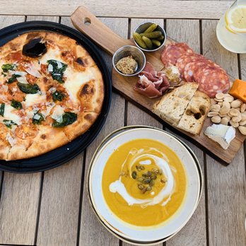 Terrace 54 - Margherita pizza, butternut squash soup and cheeseboard - New American Near Me - Houston, Texas Terrace 54 - Margherita pizza, butternut squash soup and cheeseboard - New American Near Me - Houston, Texas
