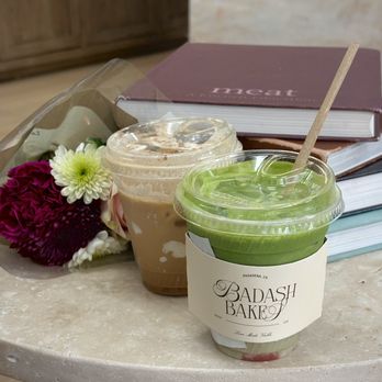 Badash Bakes - Strawberry Banana Matcha and Cinnamon Roll Latte - Bakeries Near Me - Pasadena, California