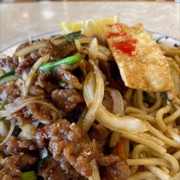 Mongolian beef and chow mein lunch special. Mongolian beef and chow mein lunch special.